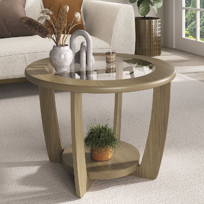 Mesa de Centro Para Sala Redonda 60cm Dalia Carvalho A09 - Mpozenato