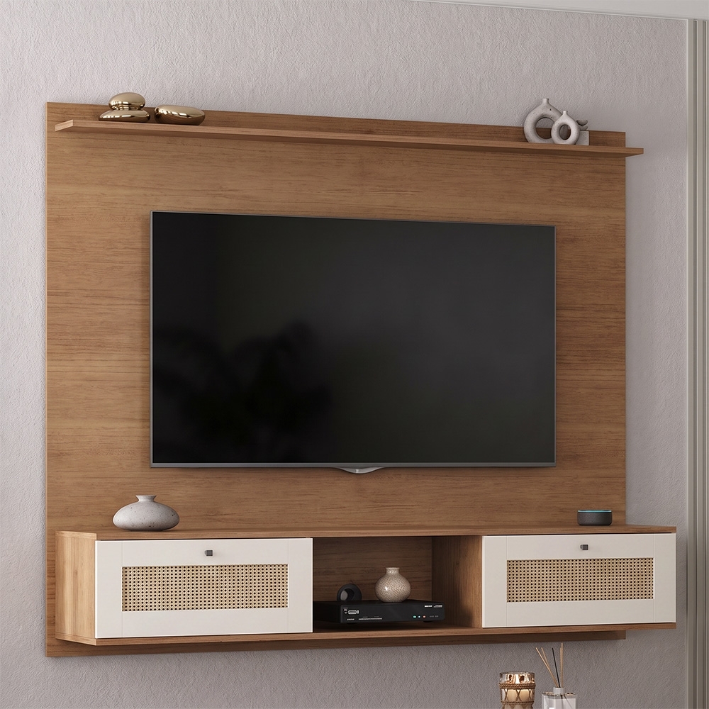 Painel TV 65 Pol 160cm 2 Portas Tulum Cinamomo/Off White A09 - Mpozenato