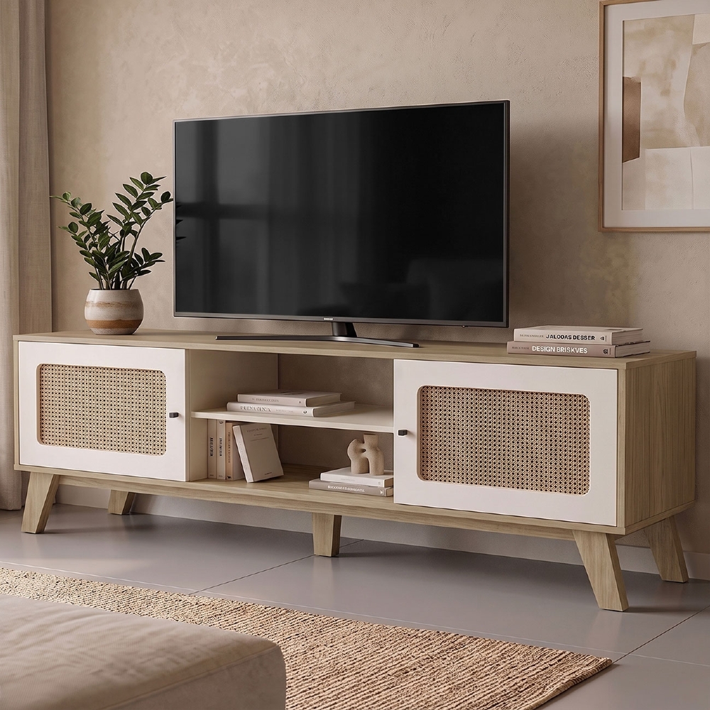 Rack TV 75 Pol 180cm 2 Portas Sofie Carvalho/Off White A09 - Mpozenato