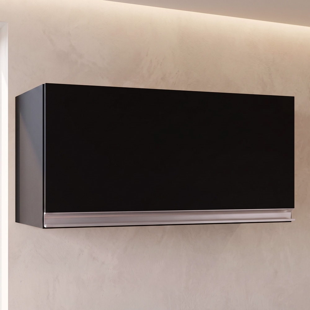 Armário Aéreo Geladeira 60cm 1 Porta Basculante Andréia Preto - AJL Móveis