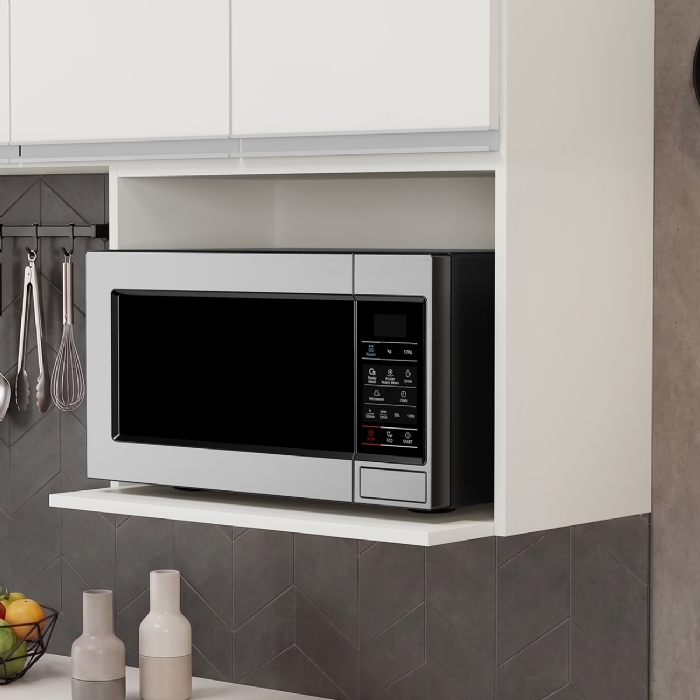 Suporte Microondas e Forno Elétrico Aéreo 60cm Itália Branco - Lumil