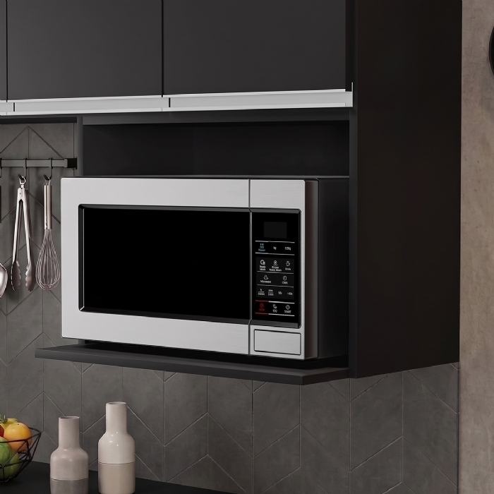 Suporte Microondas e Forno Elétrico Aéreo 60cm Itália Preto - Lumil