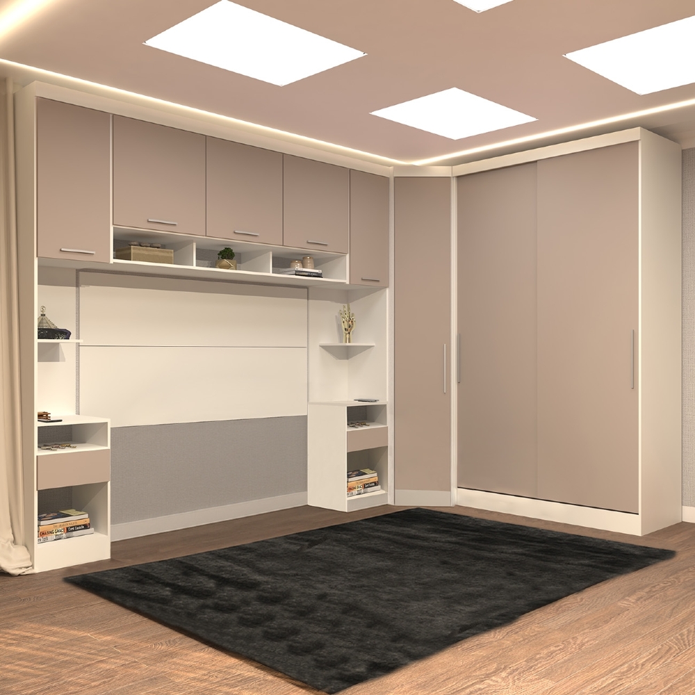 Guarda Roupa Casal Modulado CP07 Taiga Branco/Cinnamon L01 - Mpozenato