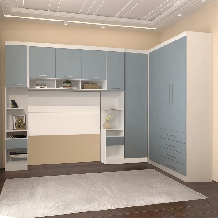 Guarda Roupa Queen Modulado CP09 Taiga Branco/Grey L01 - Mpozenato