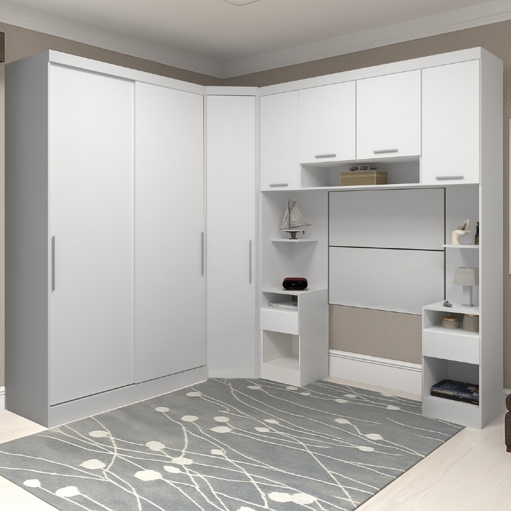 Guarda Roupa Solteiro Modulado CP08 Taiga Branco L01        - Mpozenato