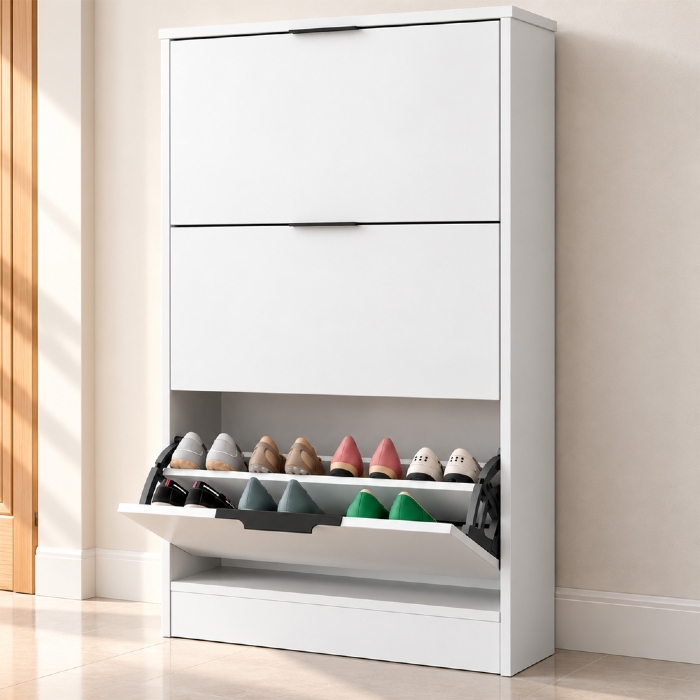 Sapateira Vertical Armário 3 Portas 66cm Dara Branco R03 - Mpozenato
