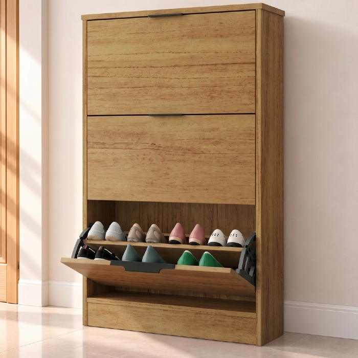 Sapateira Vertical Armário 3 Portas 66cm Dara Cedro R03 - Mpozenato