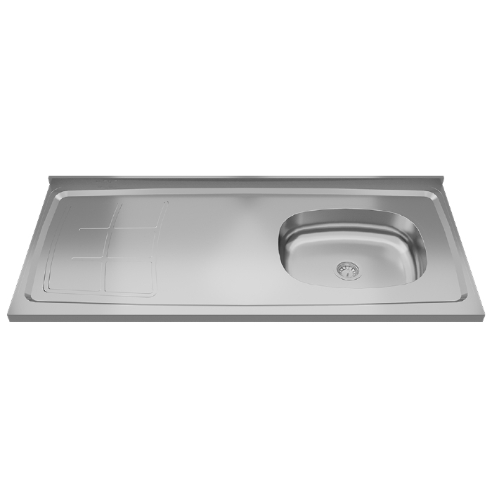 Pia de Cozinha com Cuba Deslocada Direita Ávila 120cm Aço Inox G01 - Mpozenato