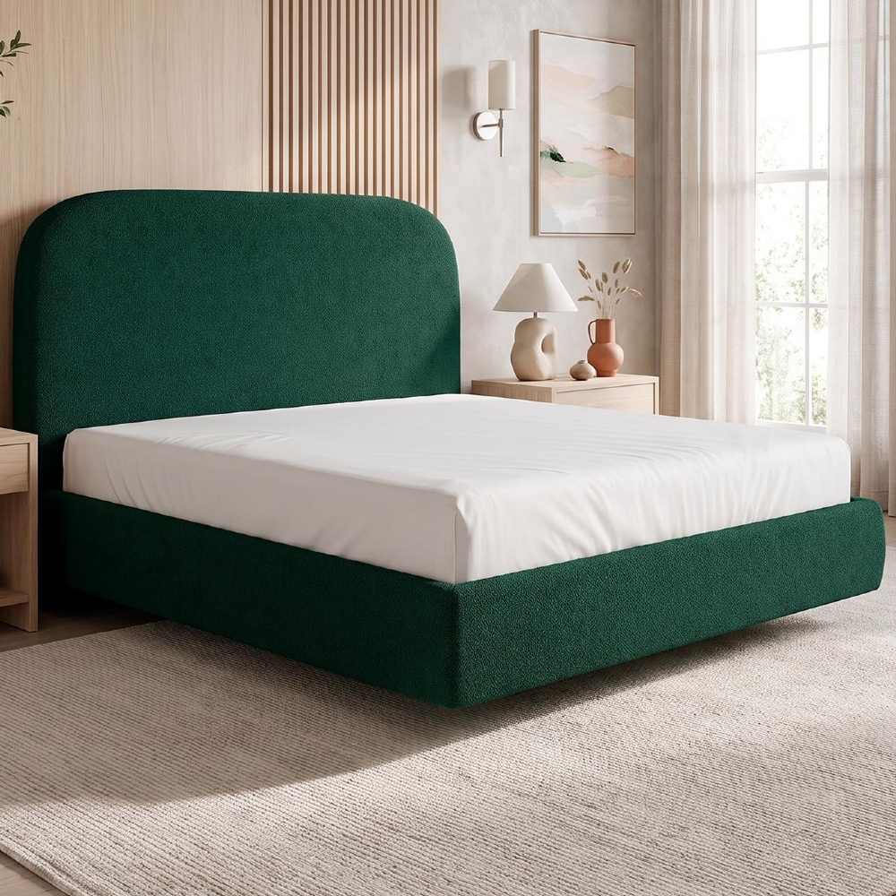 Cama King Flutuante Com Cabeceira 195cm Float Boucle Verde - Mpozenato