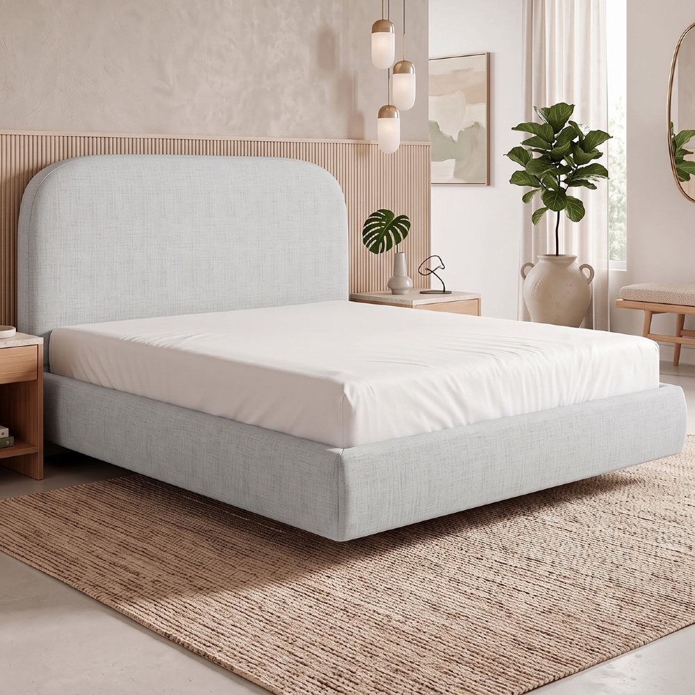 Cama Queen Flutuante Com Cabeceira 160cm Float Linho Cinza - Mpozenato