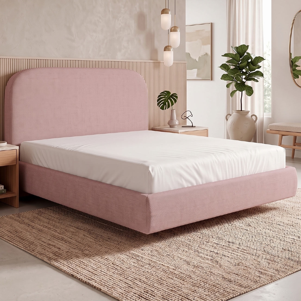 Cama Queen Flutuante Com Cabeceira 160cm Float Linho Rosa - Mpozenato