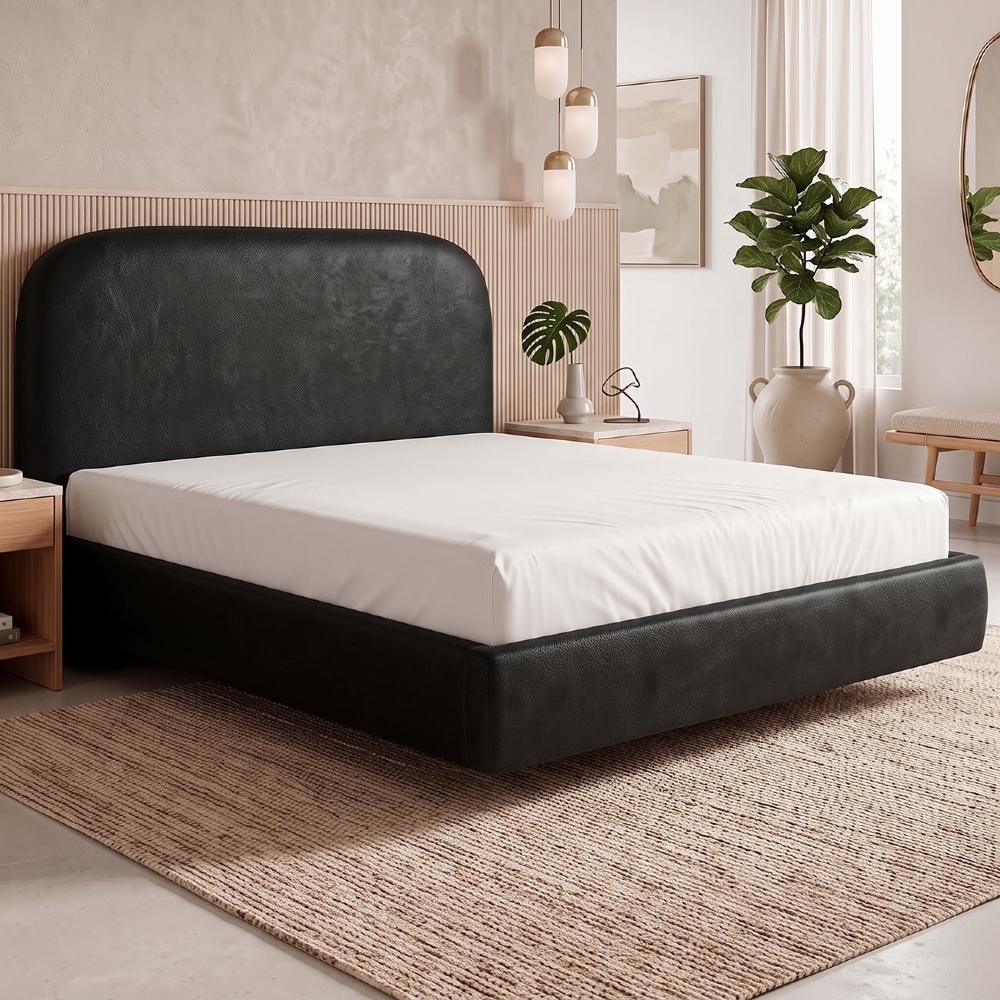 Cama Queen Flutuante Com Cabeceira 160cm Float Sintético Preto - Mpozenato