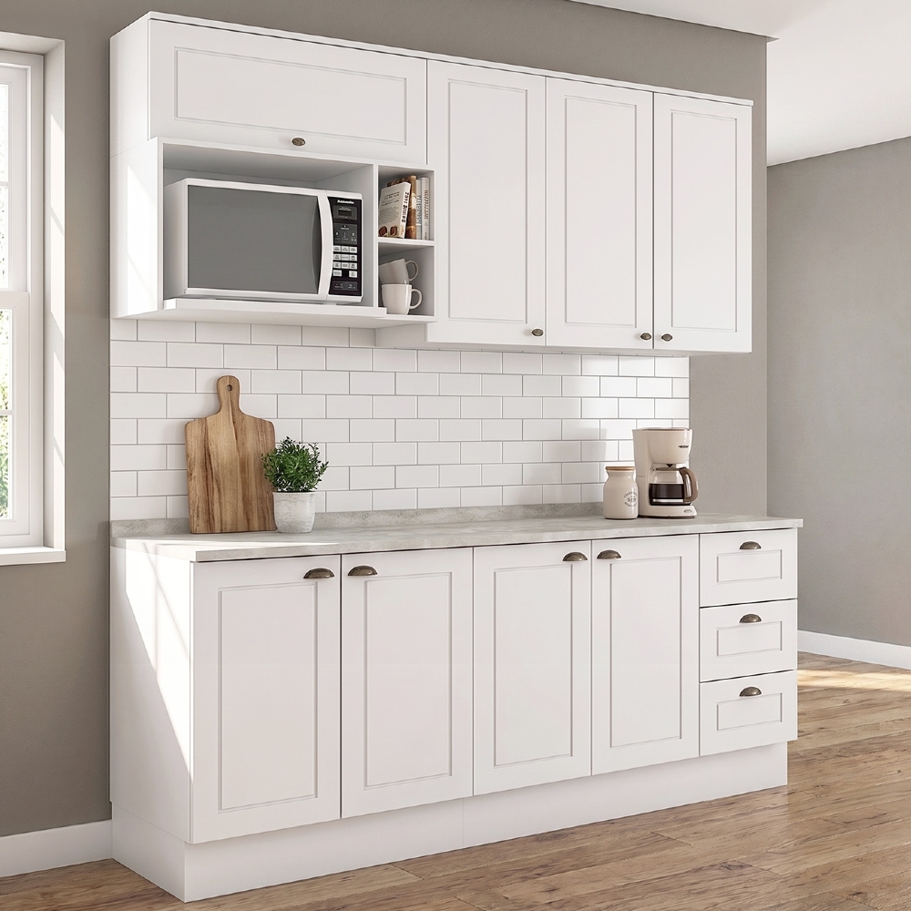 Armário de Cozinha 5 Peças Tampo CP21 Americana Branco/Calcare H02 - Mpozenato