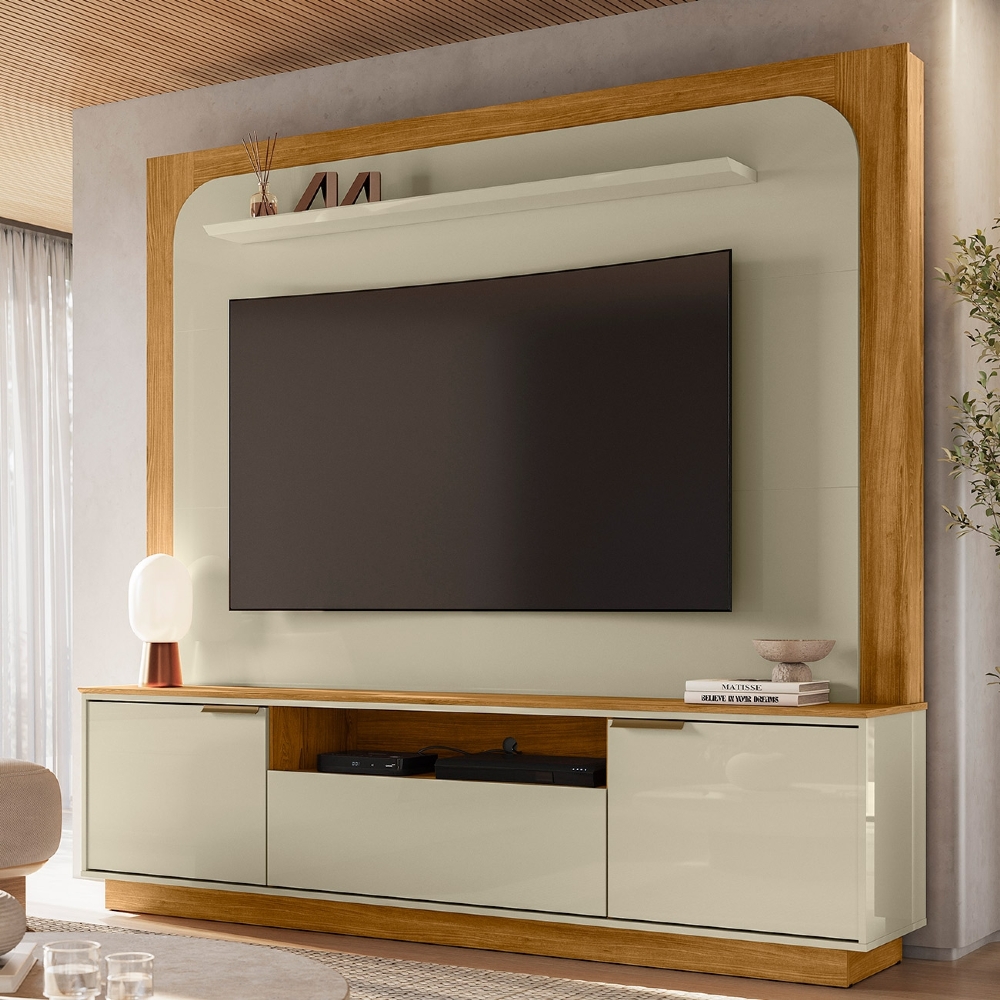 Estante Painel TV 75 Pol 200cm Oscar Cumaru/Opala Z10 - Mpozenato