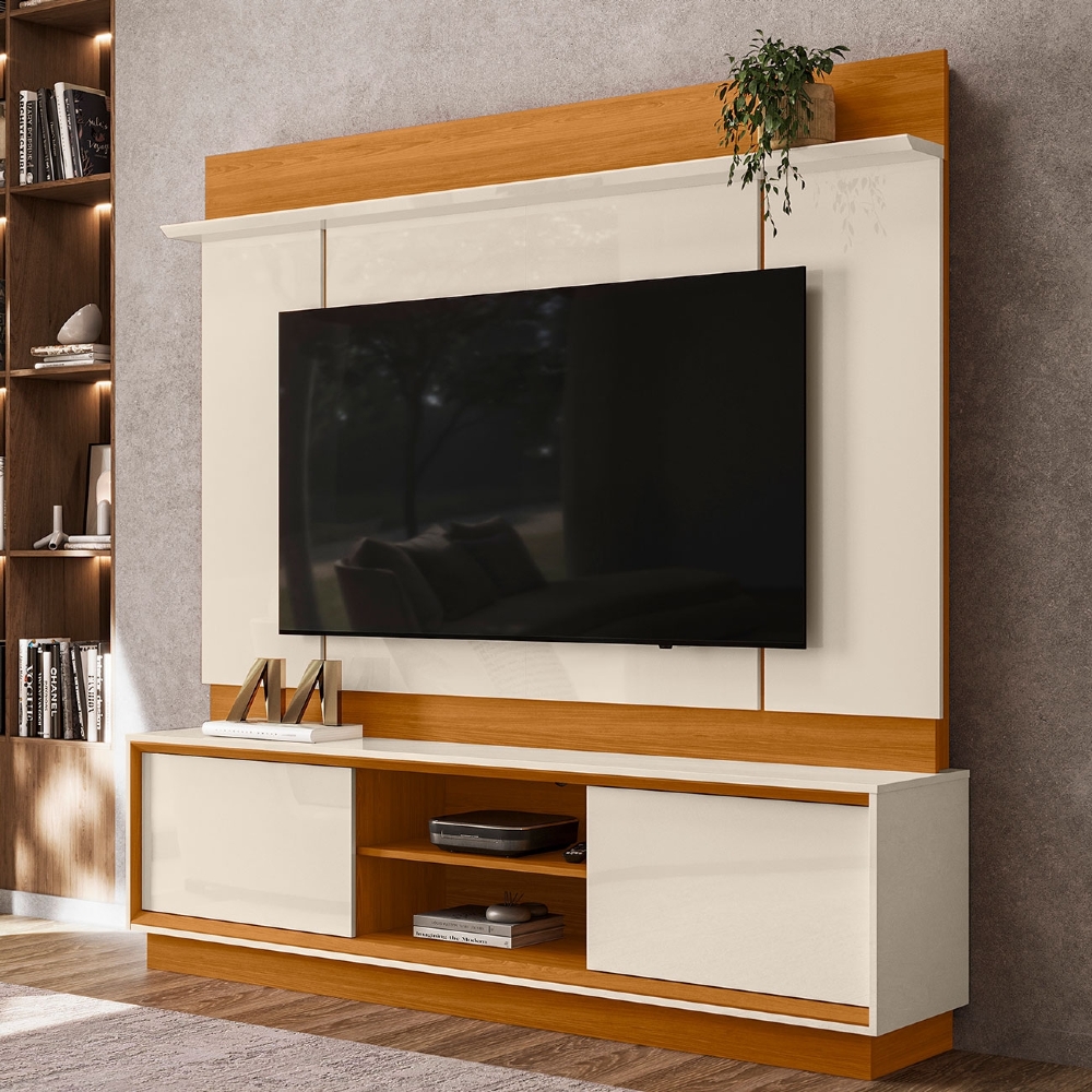 Estante Painel TV 75 Pol 184cm Dara Cinamomo/Off Z10 - Mpozenato