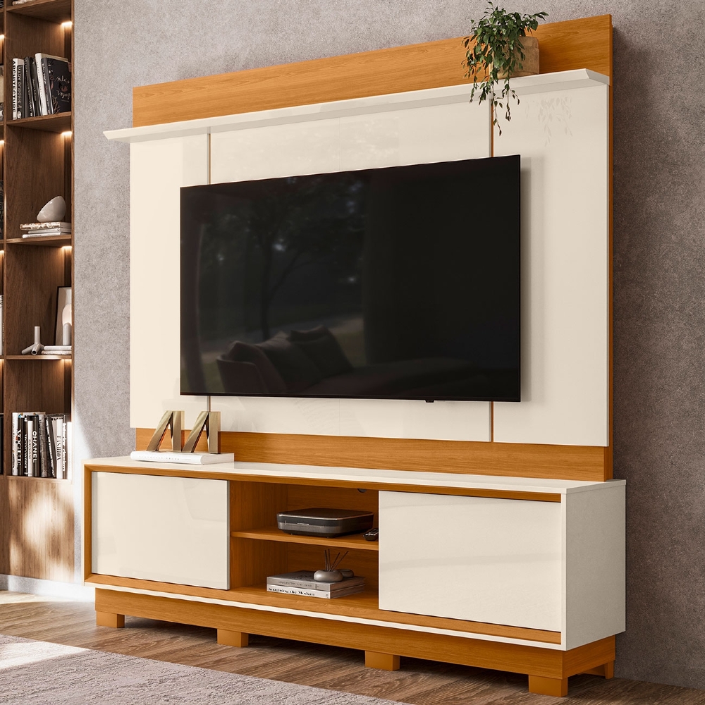 Estante Painel TV 75 Pol 184cm Com Pés Dara Cinamomo/Off Z10 - Mpozenato