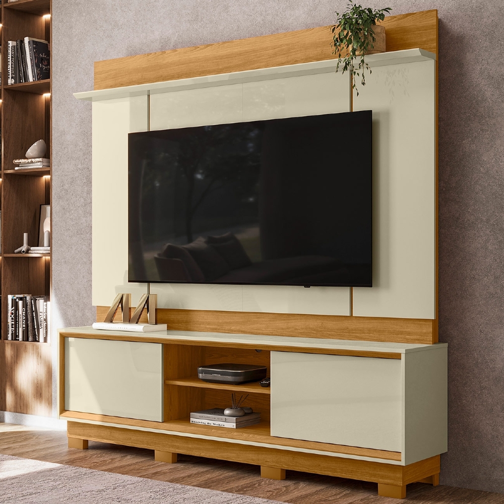 Estante Painel TV 75 Pol 184cm Com Pés Dara Cumaru/Opala Z10 - Mpozenato