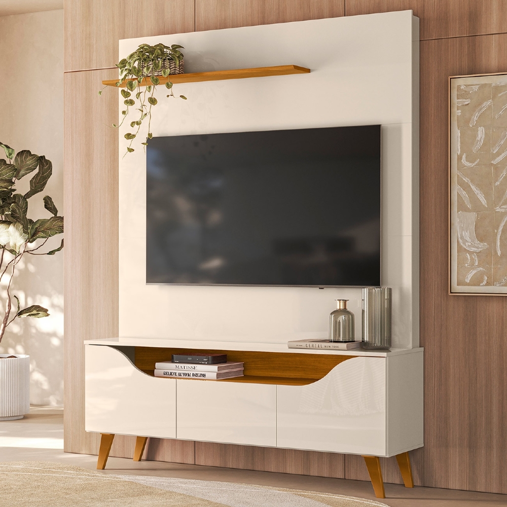 Estante Painel TV 75 Pol 136cm Bento Cinamomo/Off Z10 - Mpozenato