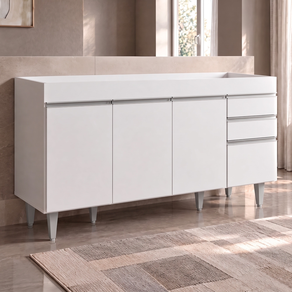 Balcão Gabinete para pia sem Tampo 150cm Marrocos Branco - Lumil