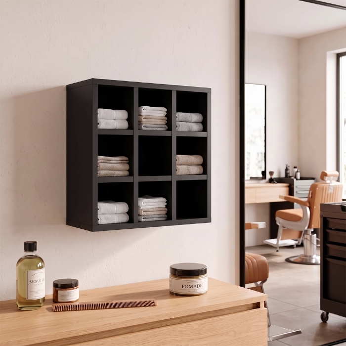 Nicho Decorativo Porta Toalha Barbearia Preto   - AJL Móveis