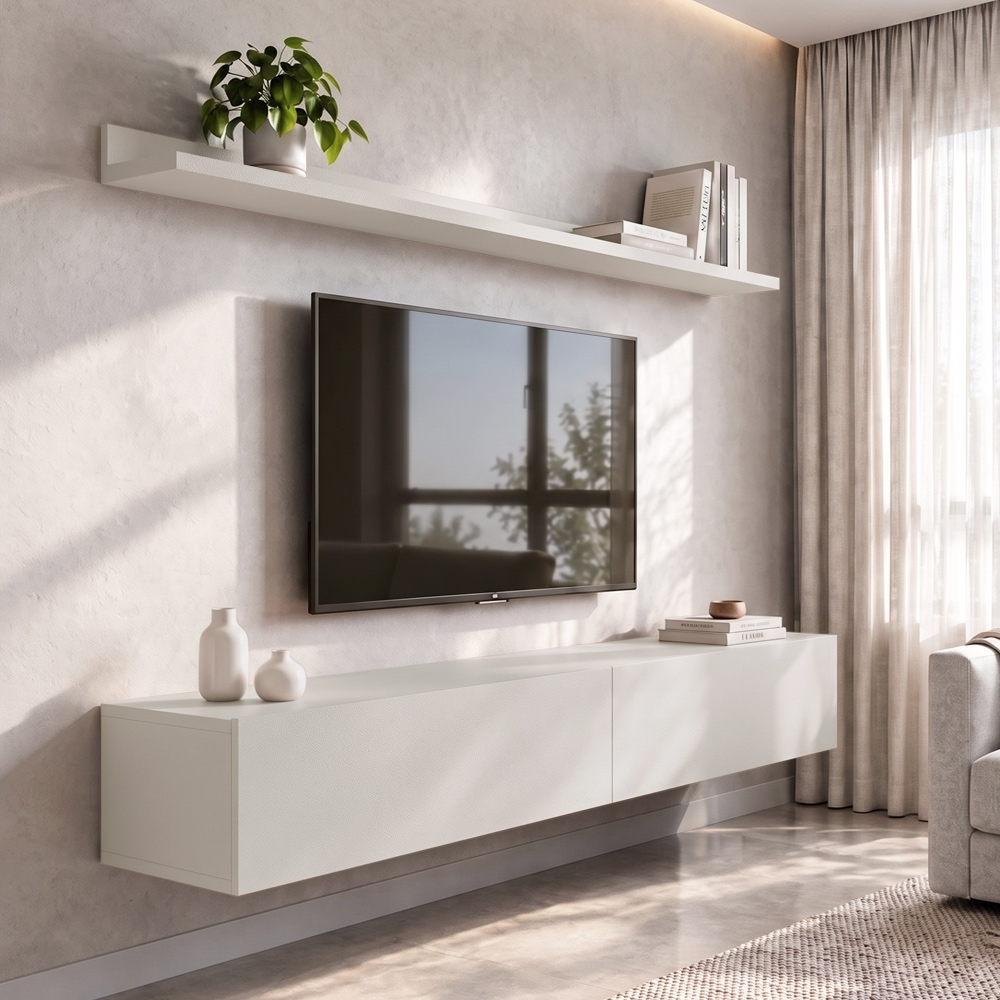 Bancada Suspensa e Prateleira 197cm Slat Z49 Off White - Mpozenato