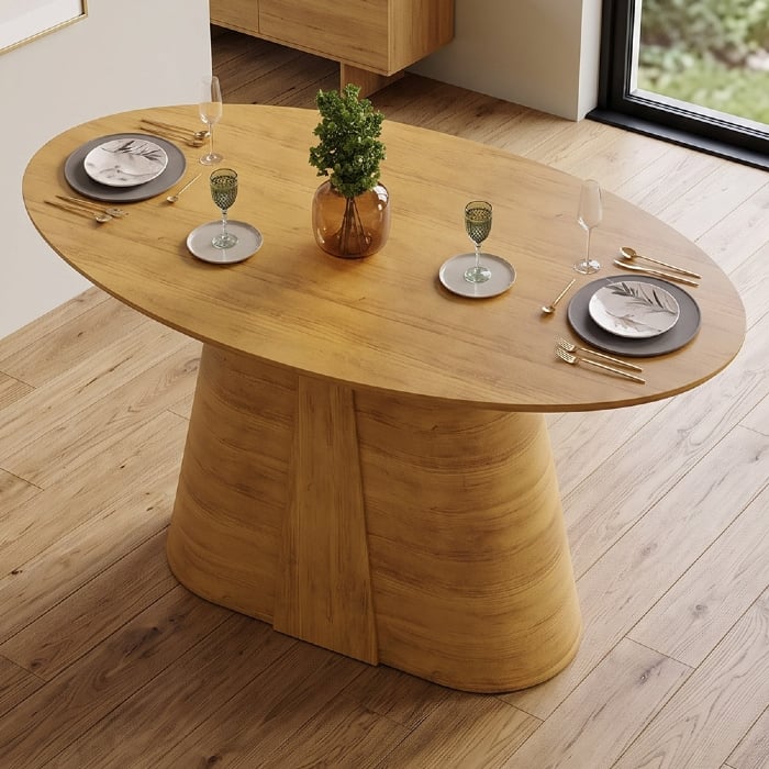 Mesa de Jantar 6 Lugares 183cm Orgânica Oval Holly Cedro D04 - Mpozenato