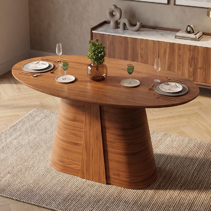 Mesa de Jantar 6 Lugares 183cm Orgânica Oval Holly Freijó D04 - Mpozenato
