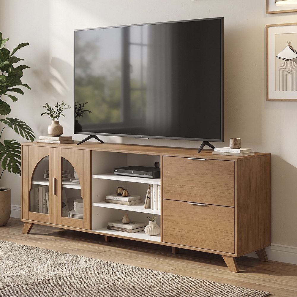 Rack TV 75 Pol 180cm 2 Portas Prestige Cinamomo/Off White A09 - Mpozenato