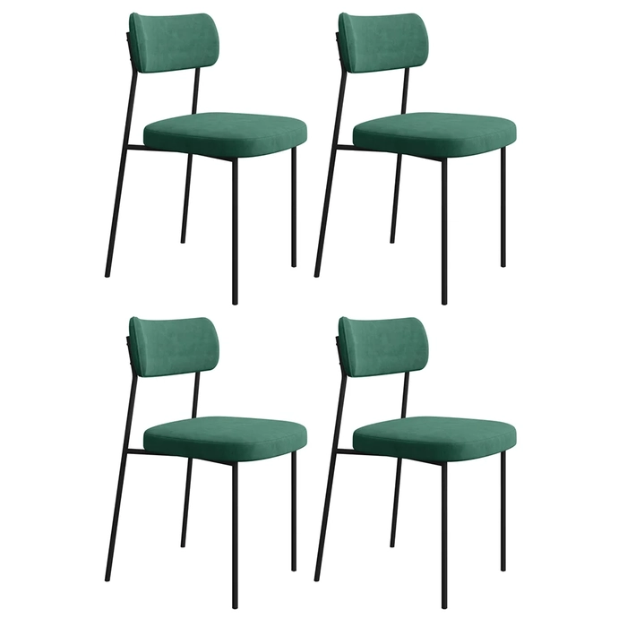 Kit 4 Cadeiras Estofadas Milli Veludo 403 F02 Verde - Mpozenato