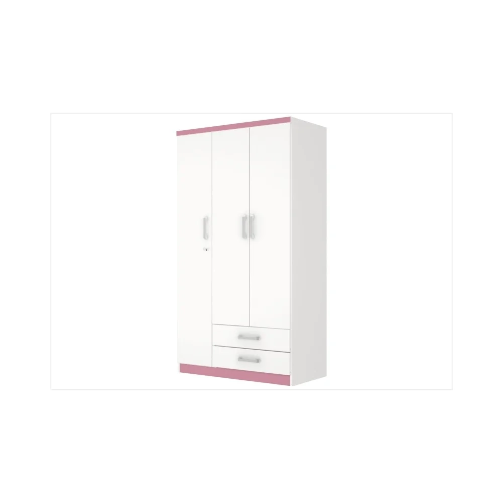 Guarda Roupa Açaí 3 Portas de Abrir Branco/Rosa Chá - Henn
