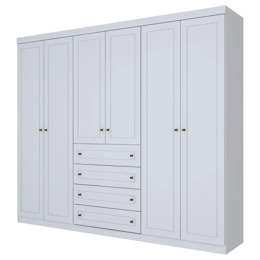 Guarda Roupa Casal 6 Portas Americano Branco - Henn