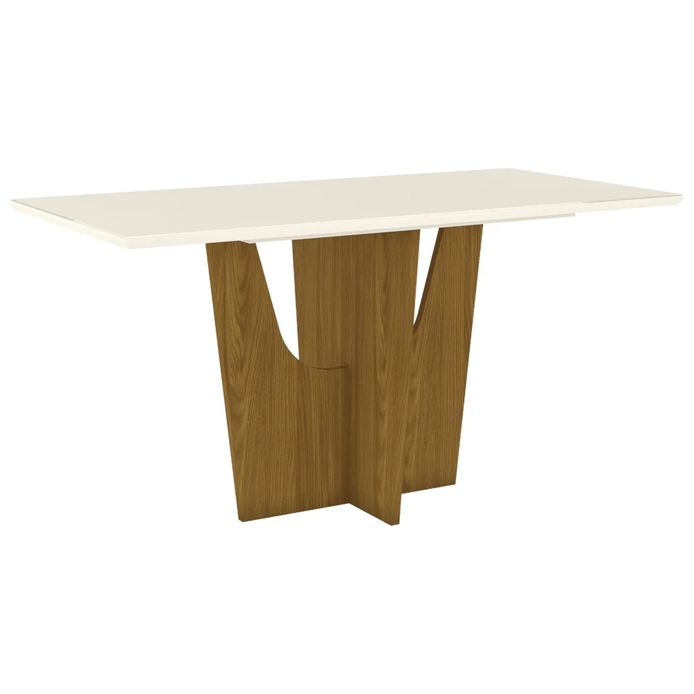 Mesa de Jantar Retangular 160cm 6 Lugares Vértice Nature/Off White - Henn