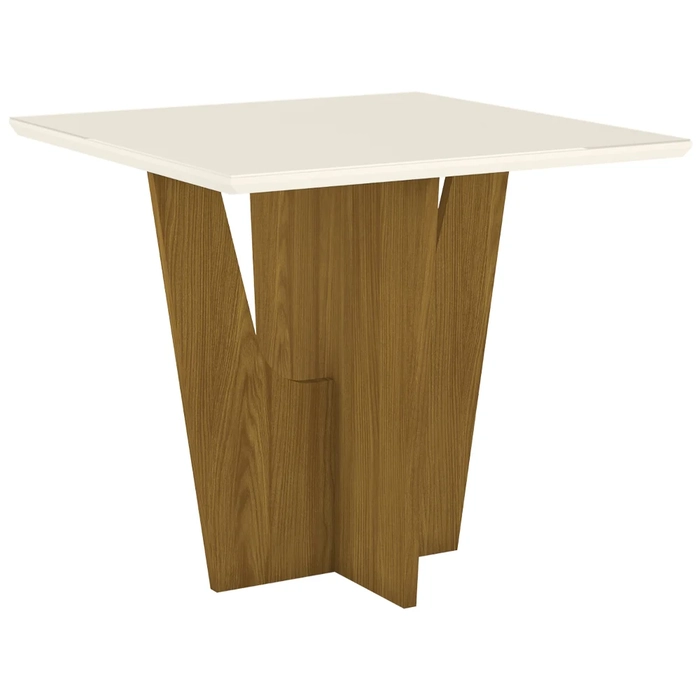 Mesa de Jantar Quadrada 90cm 4 Lugares Vértice Nature/Off White - Henn
