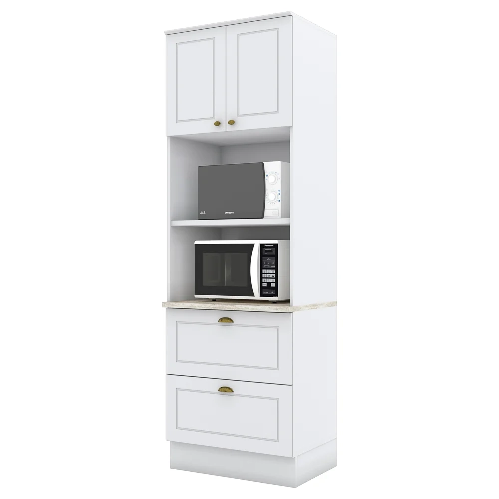 Paneleiro Torre Quente 2 Portas 2 Nichos 100% MDF Americana Branco HP - Henn