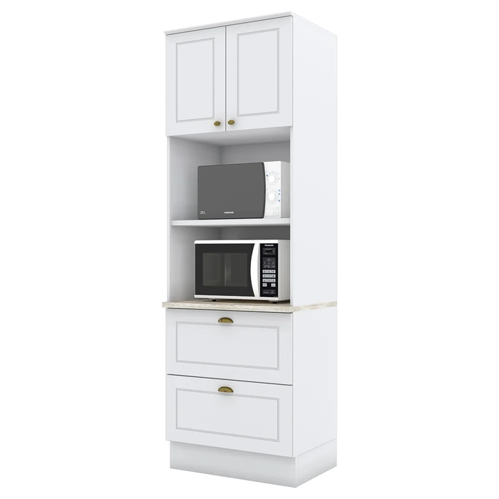 Paneleiro Torre Quente 2 Portas 2 Nichos 100% MDF Americana Branco HP - Henn