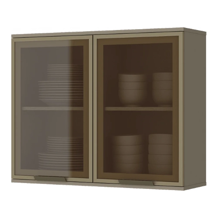 Armário Aéreo 80cm 2 Portas de Vidro Connect Duna/Cristal - Henn