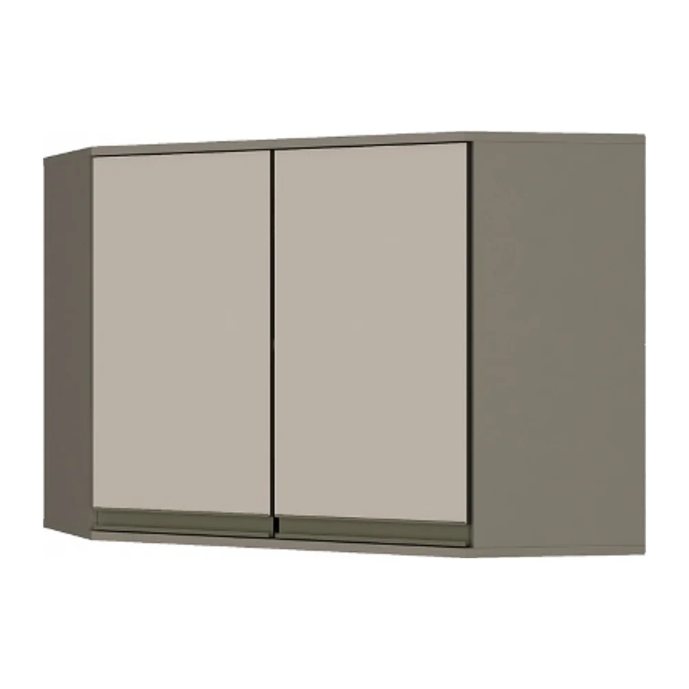 Armário Aéreo Canto Oblíquo 79cm 2 Portas 100% MDF Connect Duna/Cristal - Henn