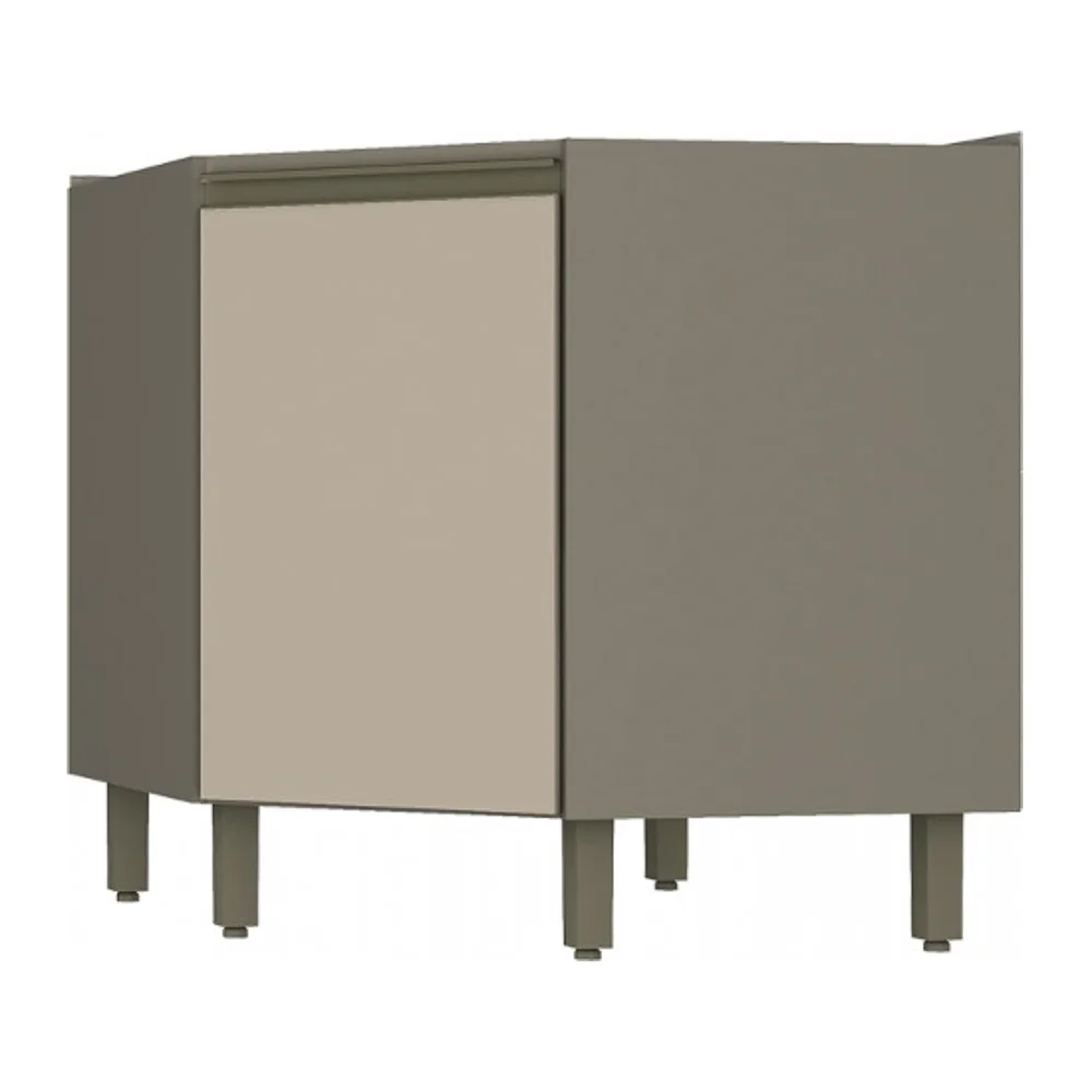 Balcão Canto Oblíquo 1 Porta 100% MDF Sem Tampo Connect Duna/Cristal - Henn