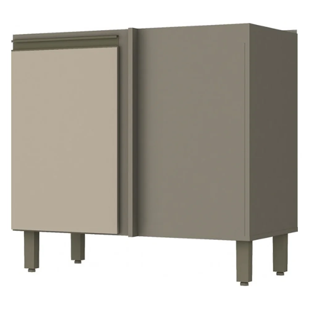 Balcão Canto Reto 1 Porta 100% MDF Sem Tampo Connect Duna/Cristal - Henn