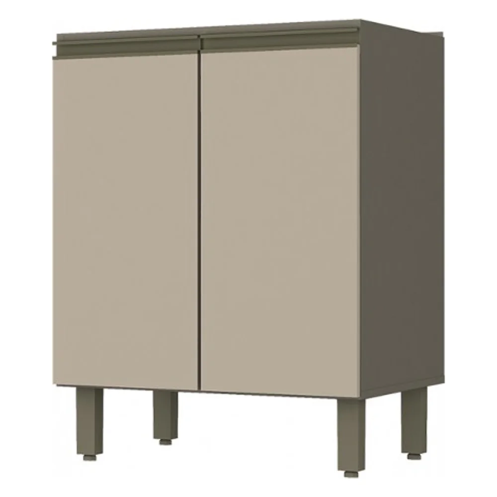 Balcão 60cm 2 Portas 100% MDF Sem Tampo Connect Duna/Cristal - Henn