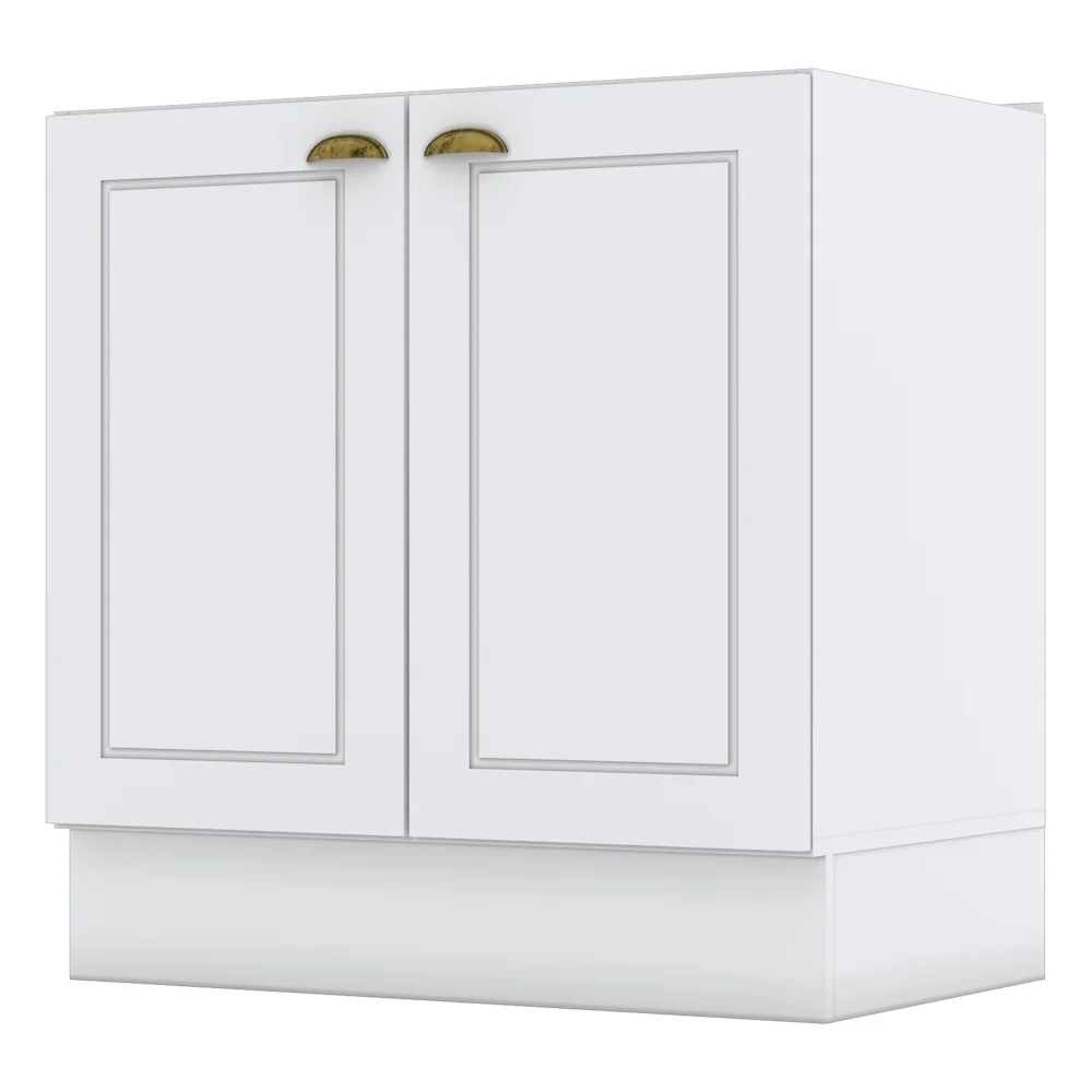 Balcão Gabinete 80cm 2 Portas sem Tampo 100% MDF Americana Branco - Henn