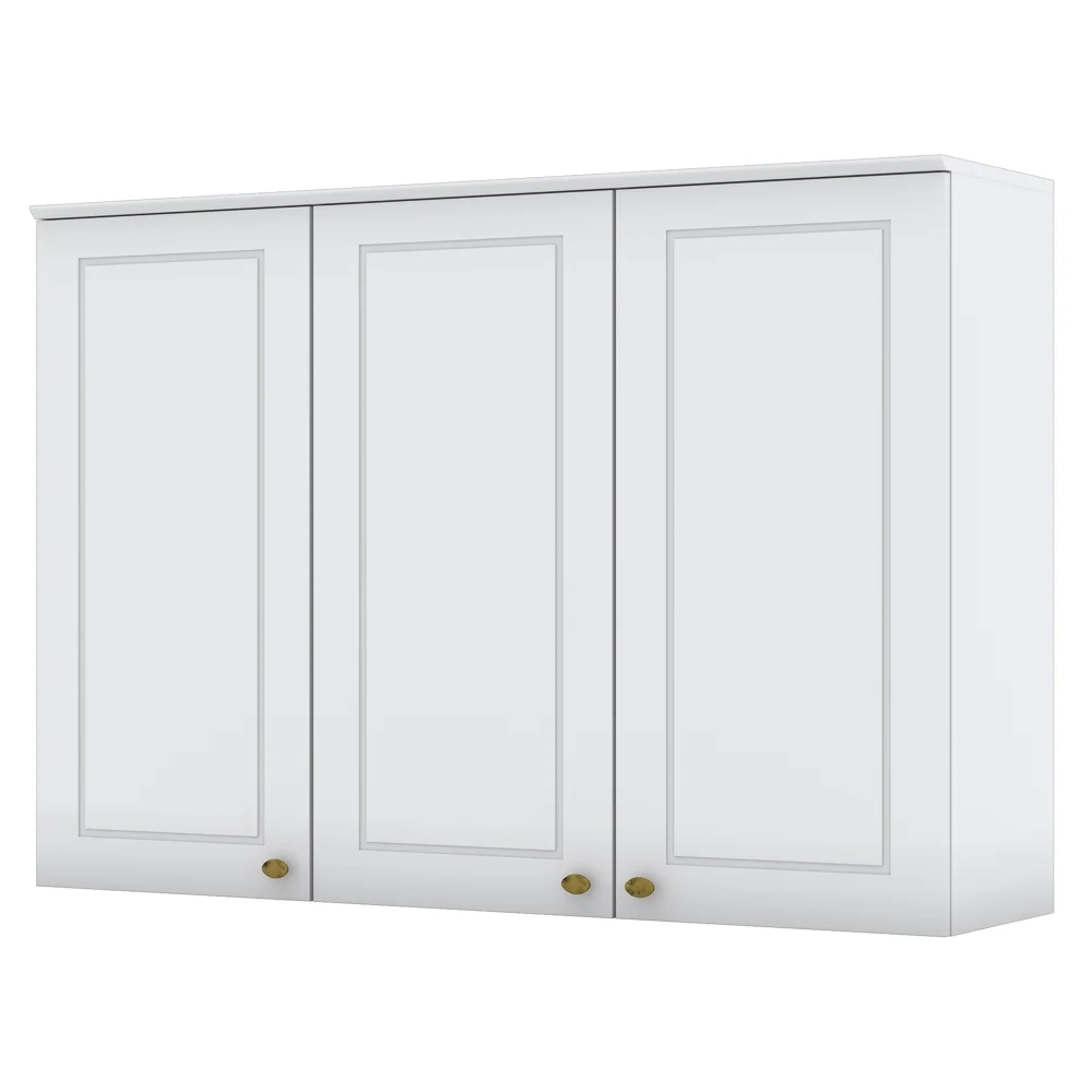 Armário Aéreo 120cm 3 Portas 100% MDF Americana Branco HP - Henn