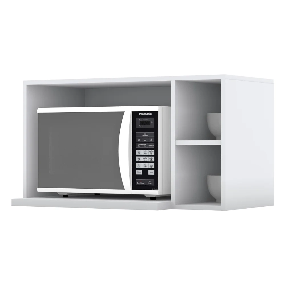 Armário Aéreo Para Micro-ondas 80cm 2 Nichos 100% MDF Branco HP - Henn