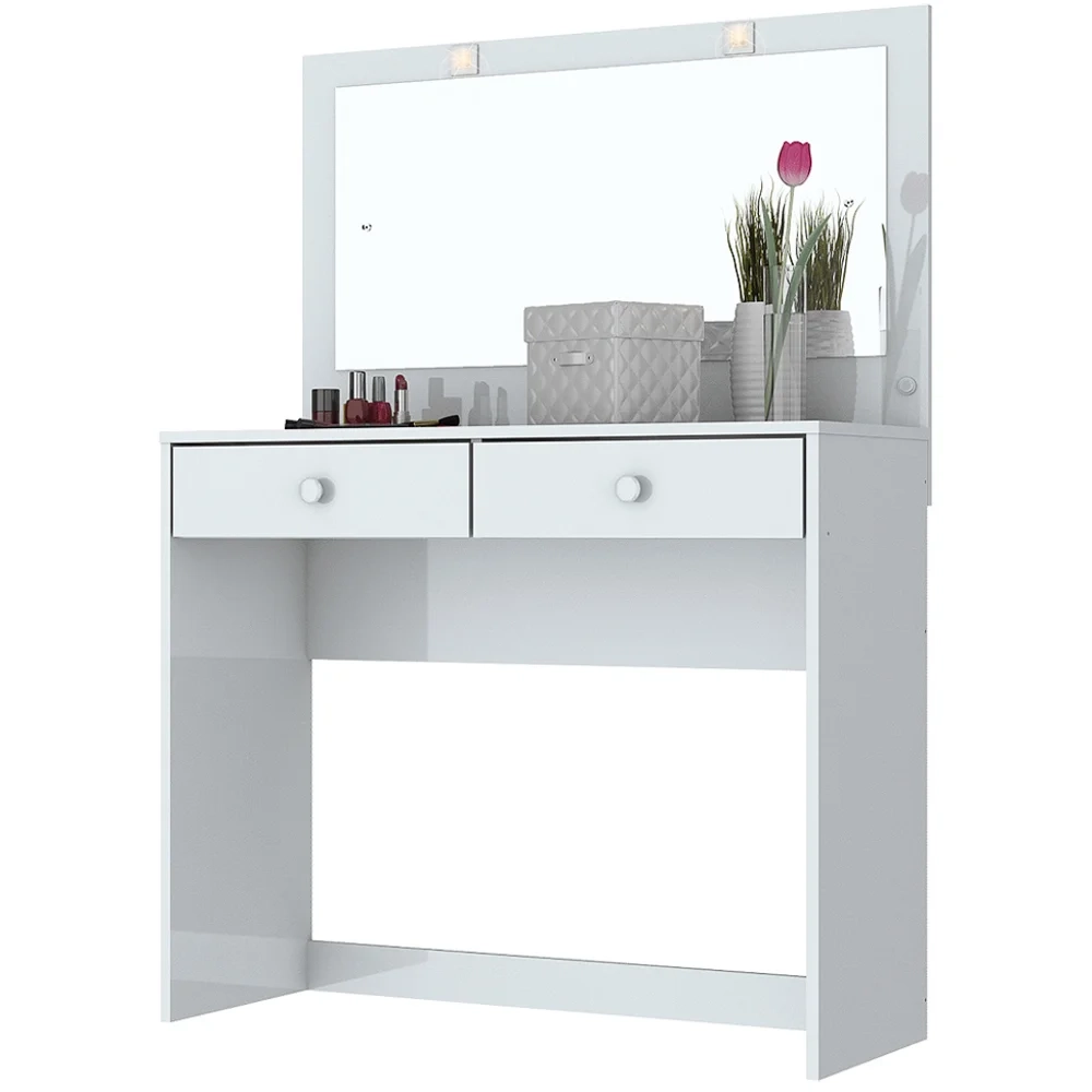 Penteadeira Camarim Com Espelho 2 Gavetas Daila Branco - Henn