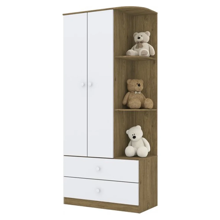 Guarda Roupa Infantil 2 Portas Com Cantoneira Labirinto Rústico/Branco - Henn