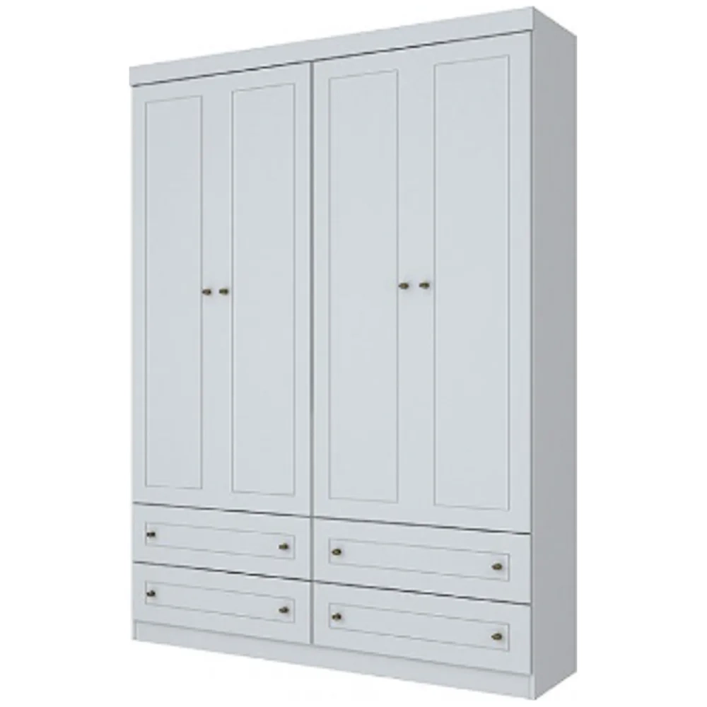 Guarda Roupa Infantil 4 Portas 4 Gavetas Americano Branco - Henn