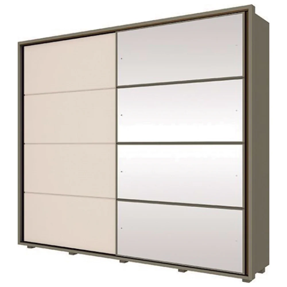 Guarda Roupa Casal Com Espelho 2 Portas de Correr Cavic Duna/Off White - Henn