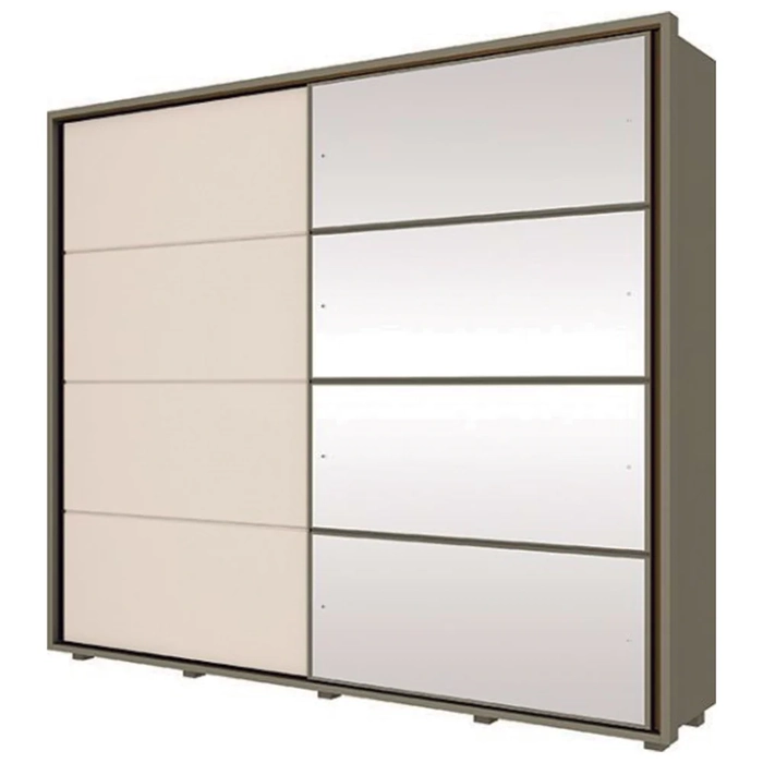 Guarda Roupa Casal Com Espelho 2 Portas de Correr Cavic Duna/Off White - Henn