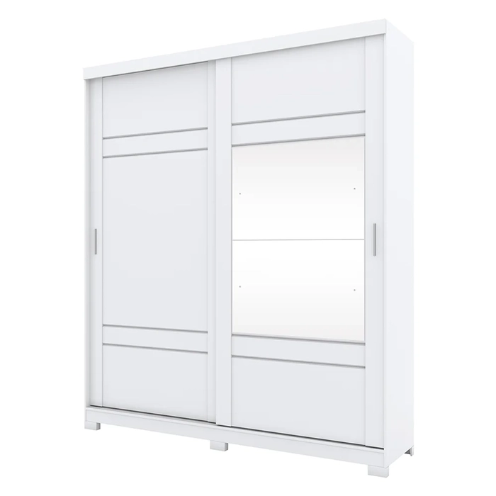 Guarda Roupa Solteiro Com Espelho 2 Portas Verg Flex Branco/Rosa Chá - Henn