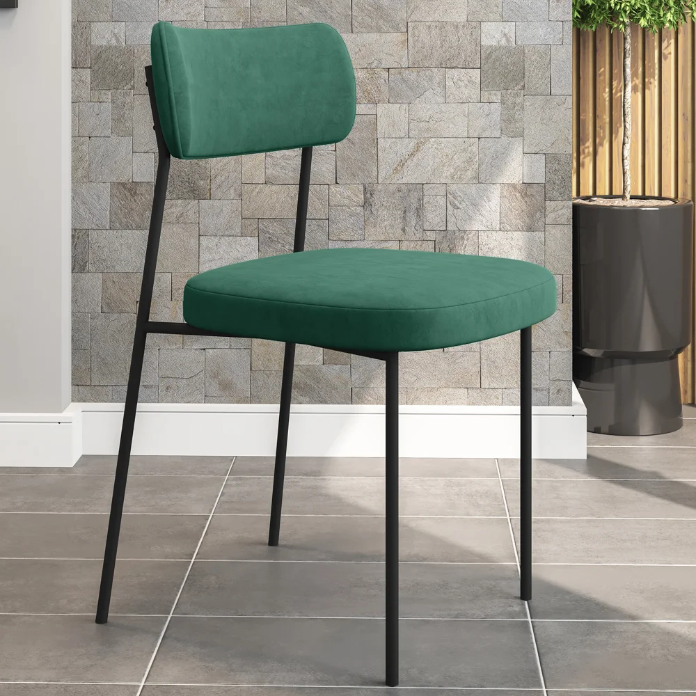 Cadeira Estofada Milli Veludo 403 F02 Verde - Mpozenato